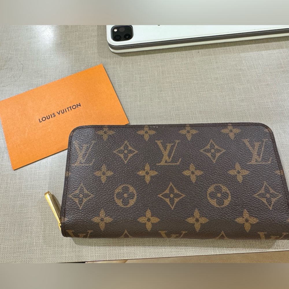 Louis Vuitton Brown and Gold Monogram Zipper Wallet
